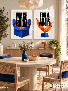 Room For Wonder — set of two quotes artworks in White frames.