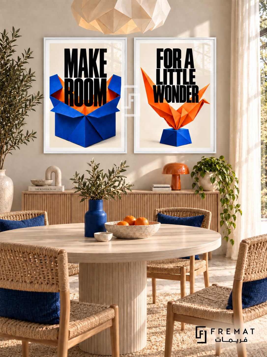 Room For Wonder — set of two quotes artworks in White frames.