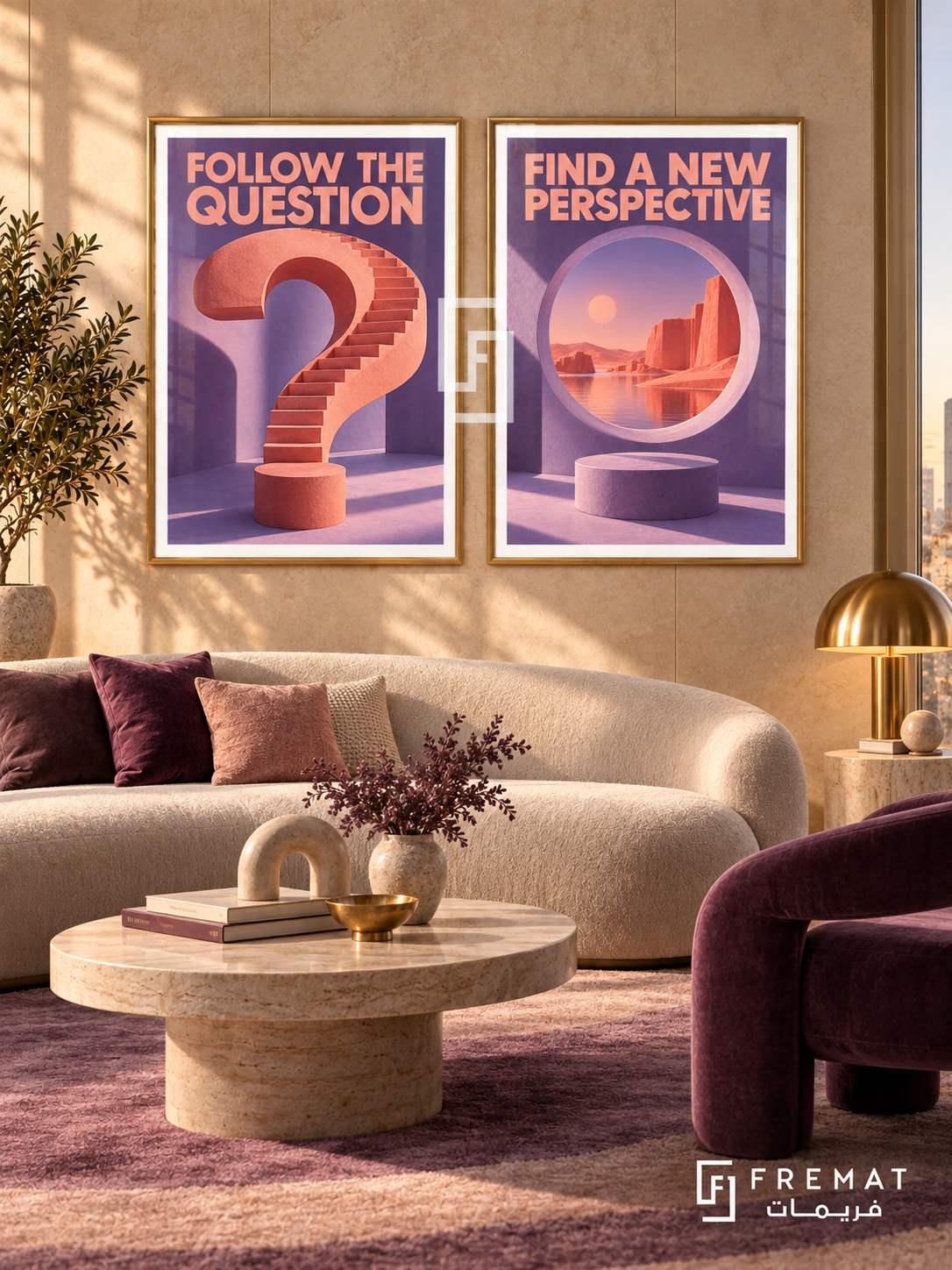 Curiosity — set of two quotes artworks in Gold frames.
