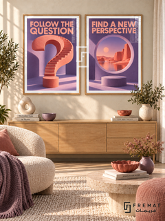 Curiosity — set of two quotes artworks in Wooden Texture frames.