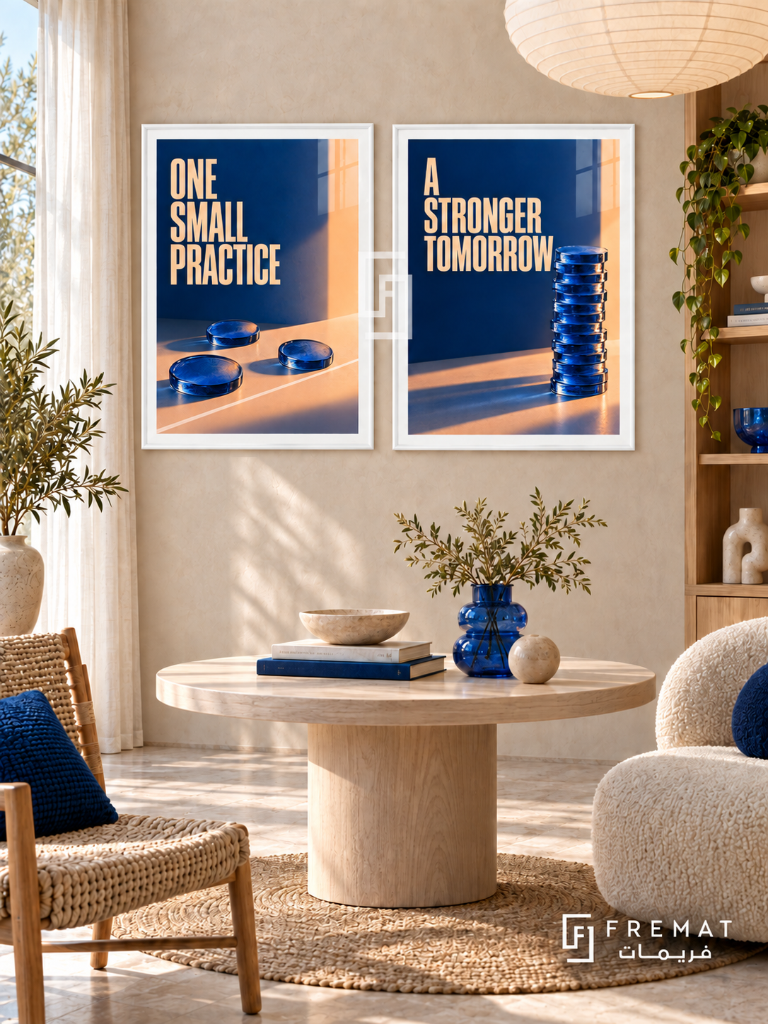 Practice — set of two quotes artworks in White frames.