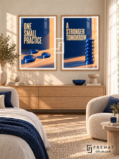 Practice — set of two quotes artworks in Wooden Texture frames.