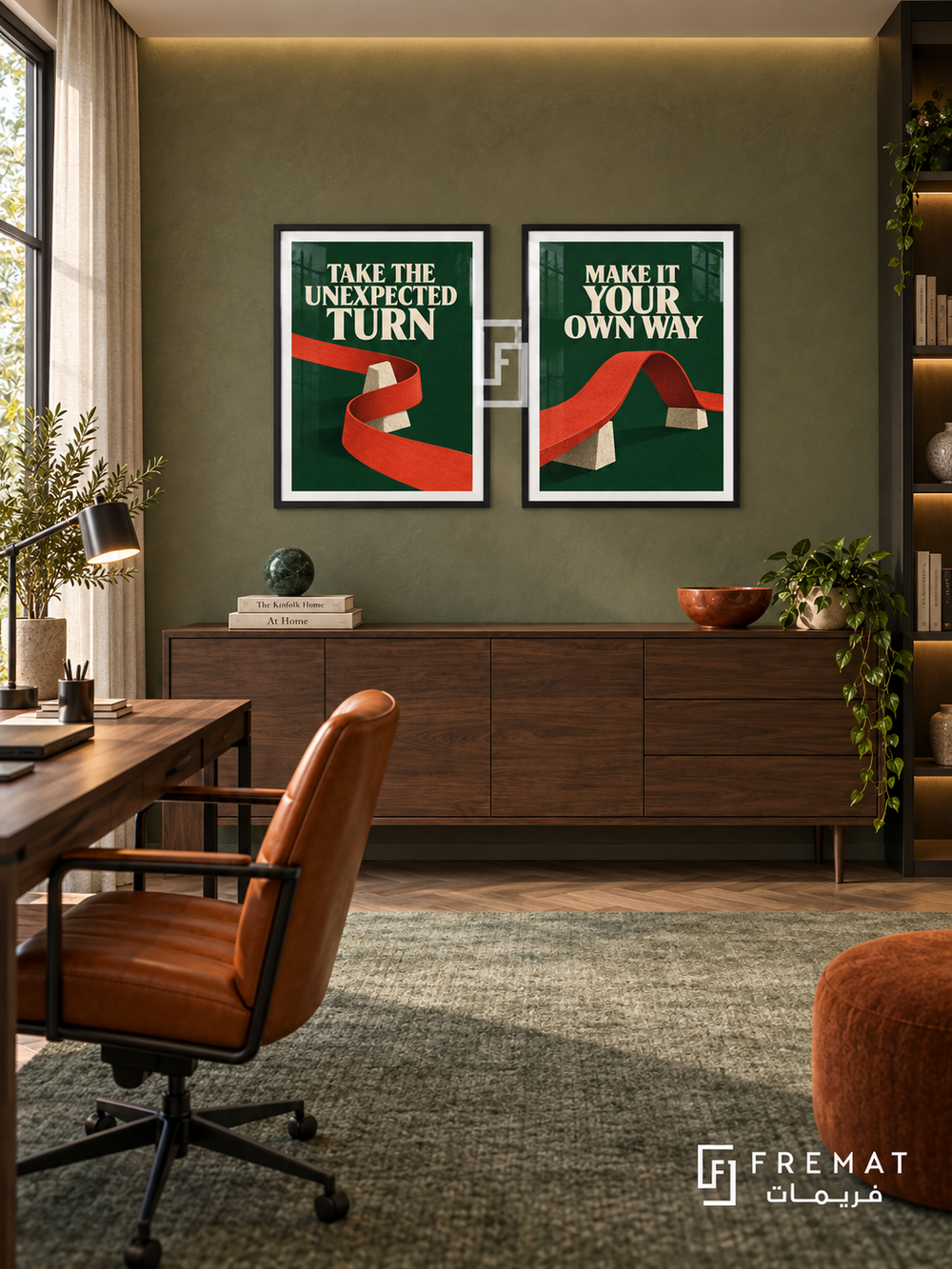 Detour — set of two quotes artworks in Black frames.