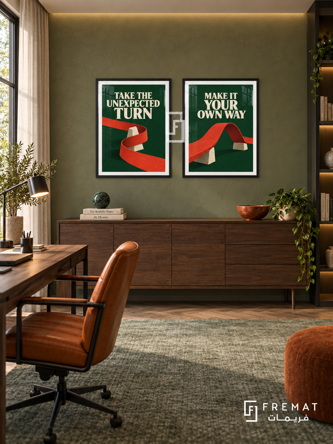 Detour — set of two quotes artworks in Black frames.