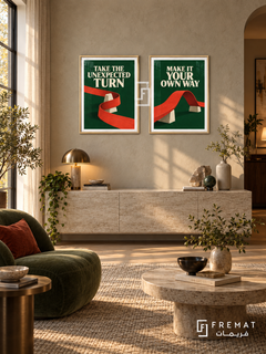 Detour — set of two quotes artworks in Gold frames.