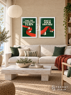 Detour — set of two quotes artworks in White frames.