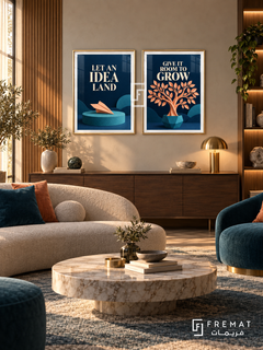 Ideas — set of two quotes artworks in Gold frames.