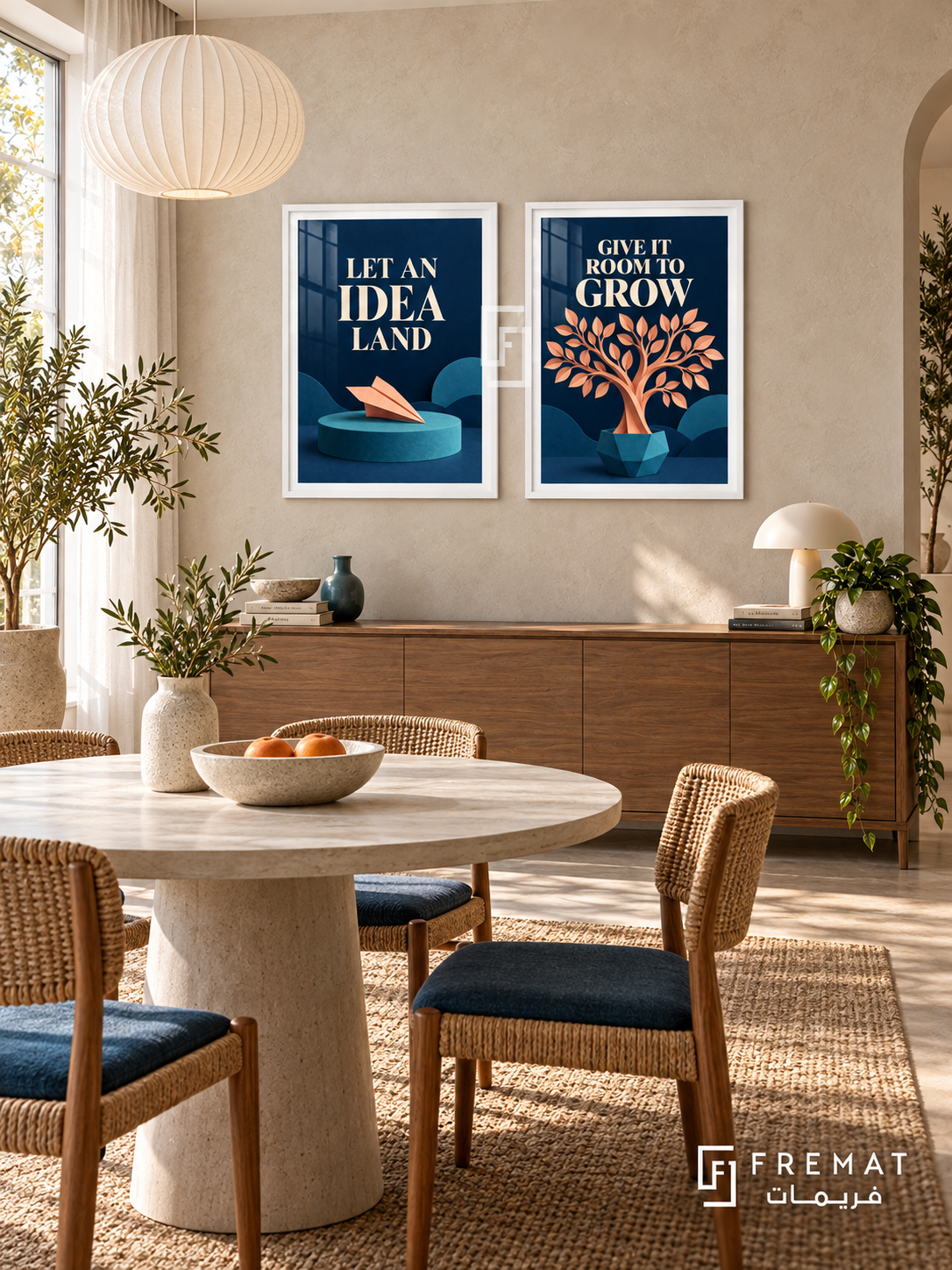 Ideas — set of two quotes artworks in White frames.