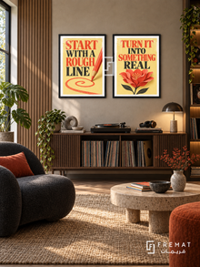 Rough Draft — set of two quotes artworks in Black frames.