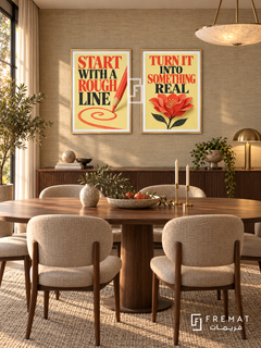 Rough Draft — set of two quotes artworks in Gold frames.
