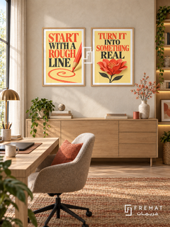 Rough Draft — set of two quotes artworks in Wooden Texture frames.