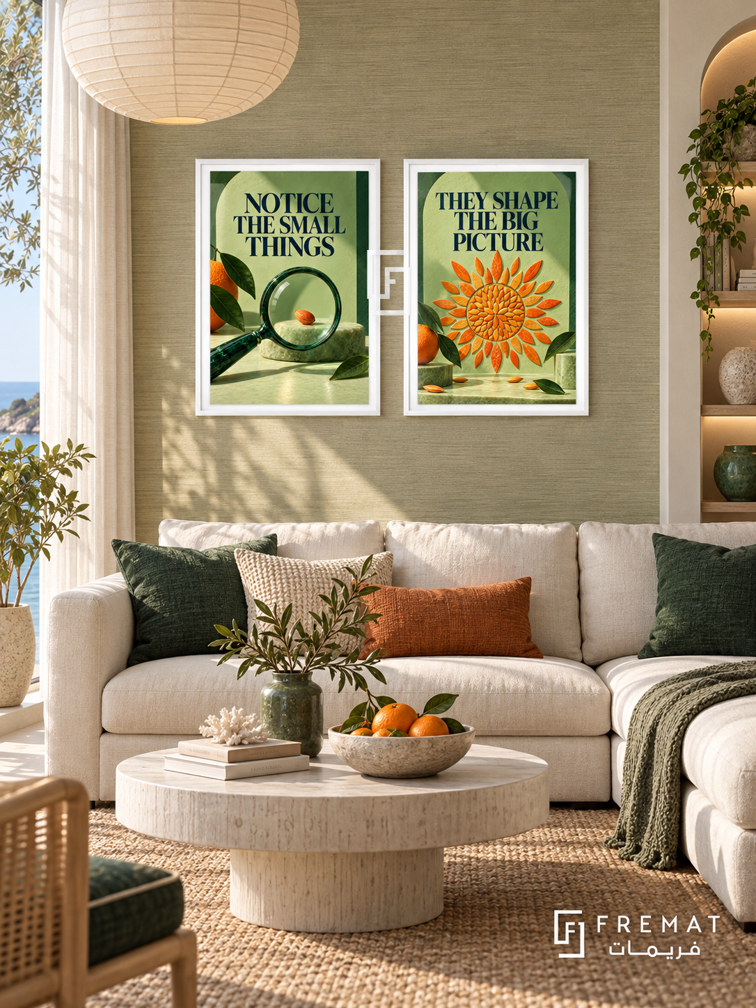 Attention — set of two quotes artworks in White frames.