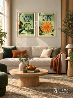 Attention — set of two quotes artworks in Wooden Texture frames.