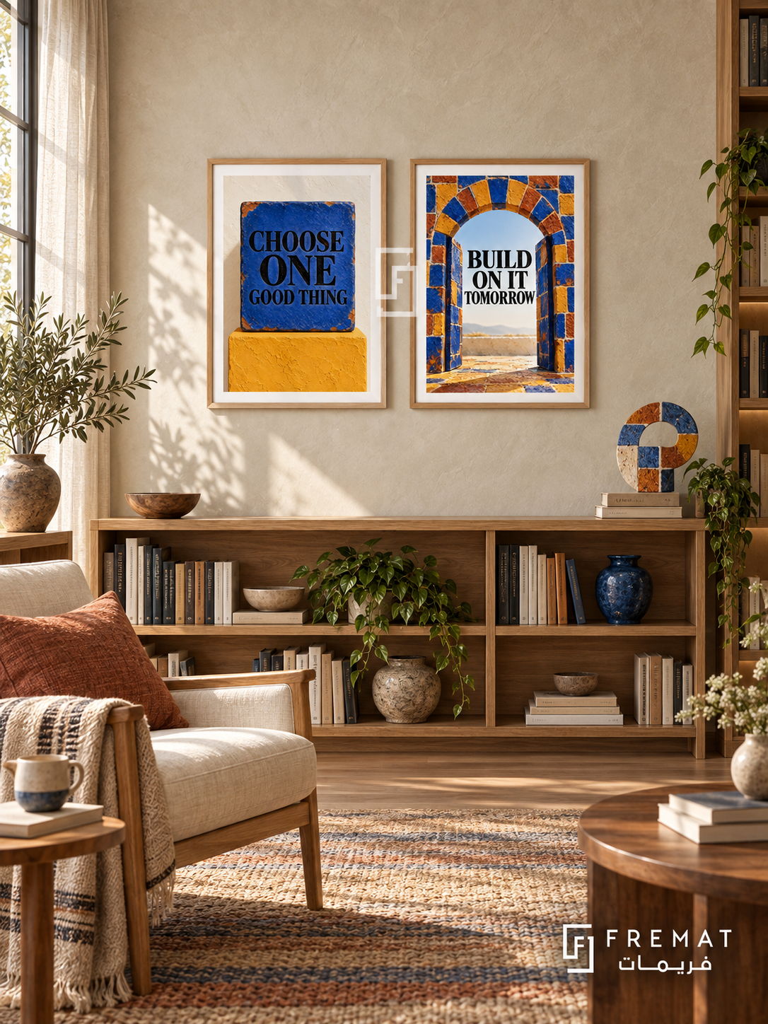 Tomorrow — set of two quotes artworks in Wooden Texture frames.