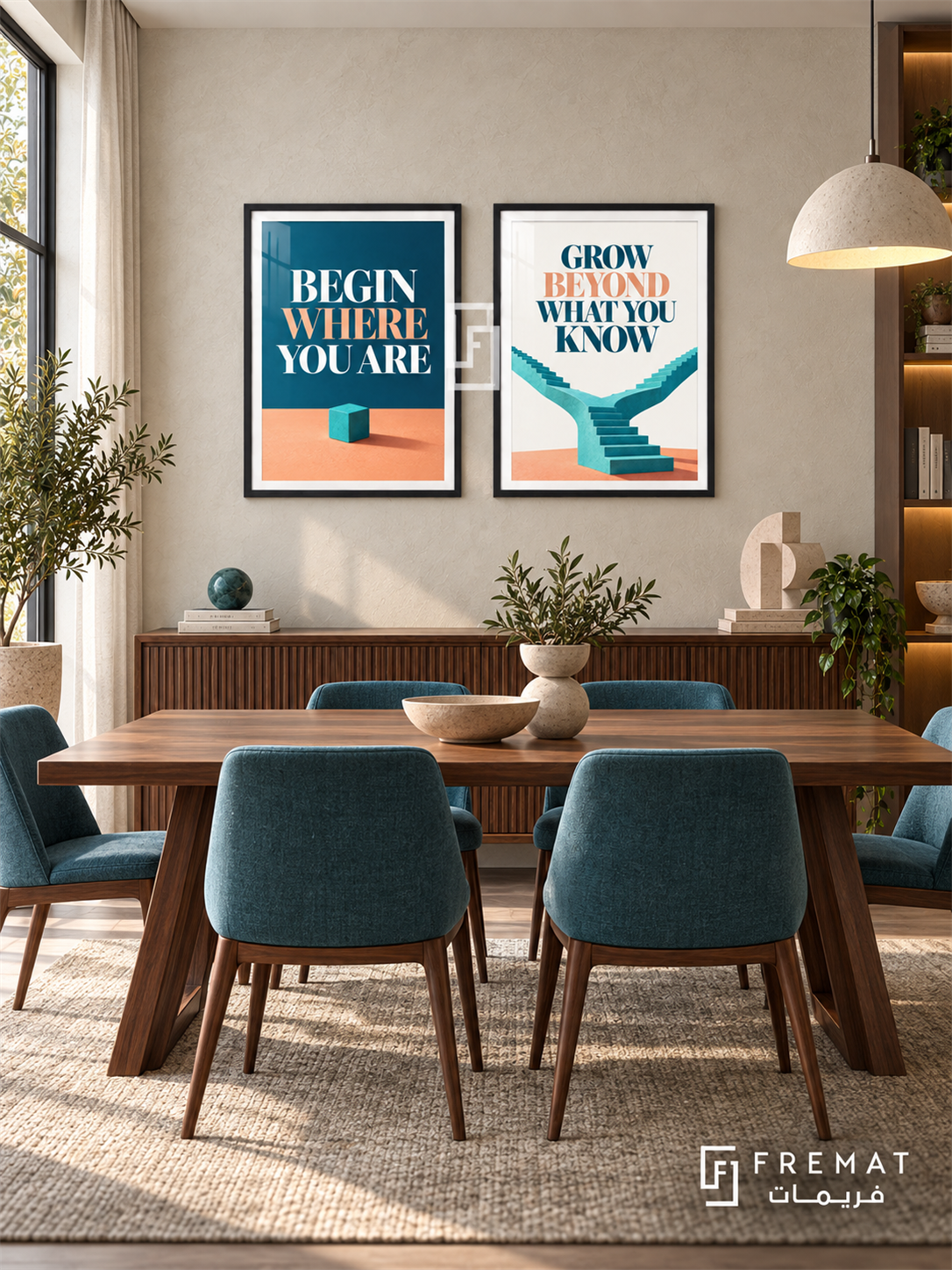 Beginning — set of two quotes artworks in Black frames.