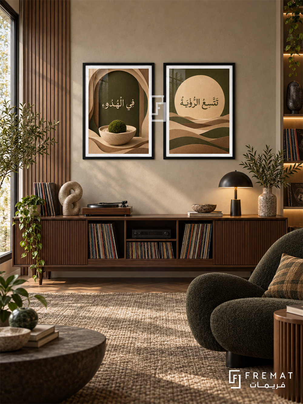 Calm — set of two quotes artworks in Black frames.
