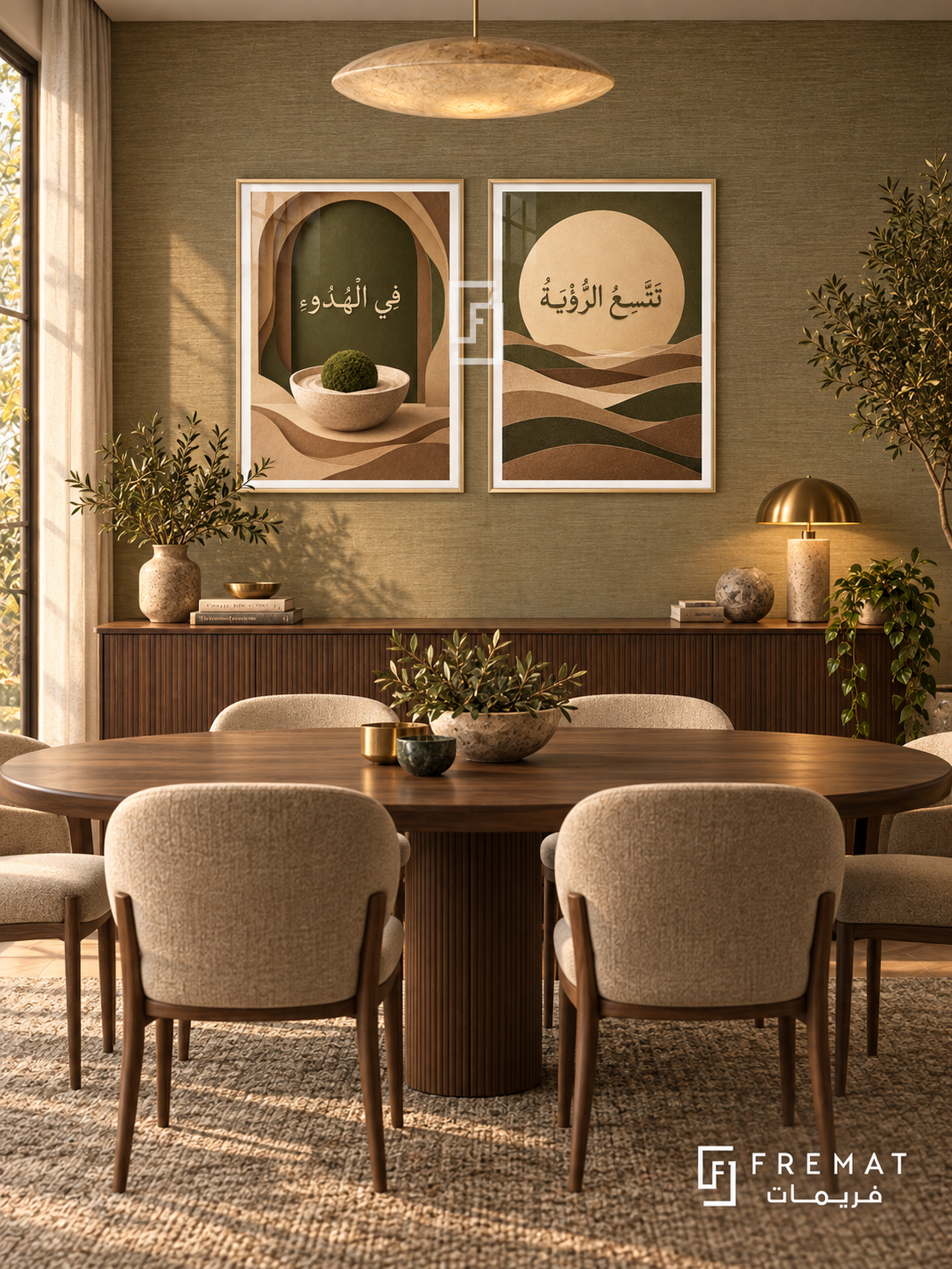 Calm — set of two quotes artworks in Gold frames.