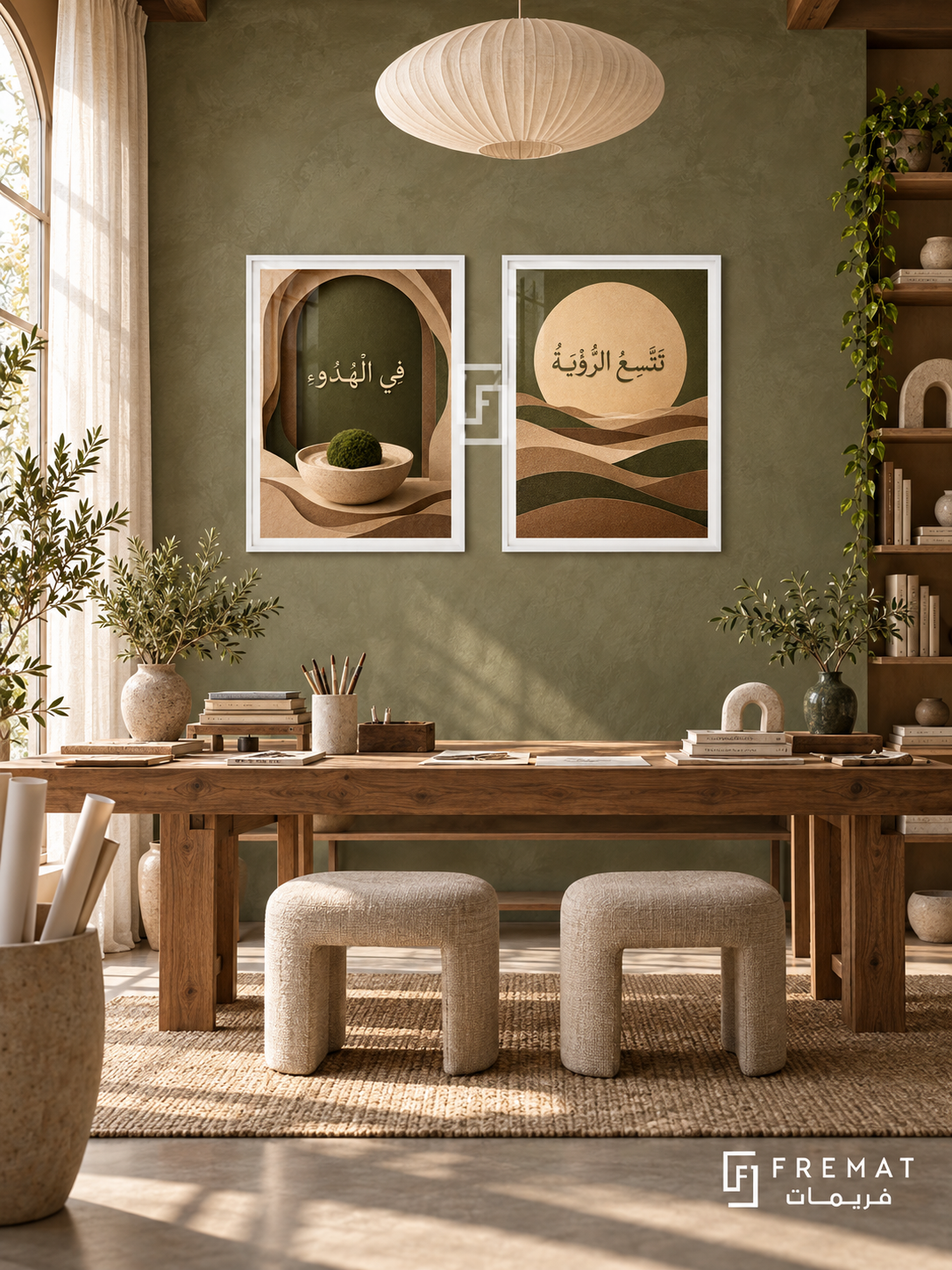 Calm — set of two quotes artworks in White frames.