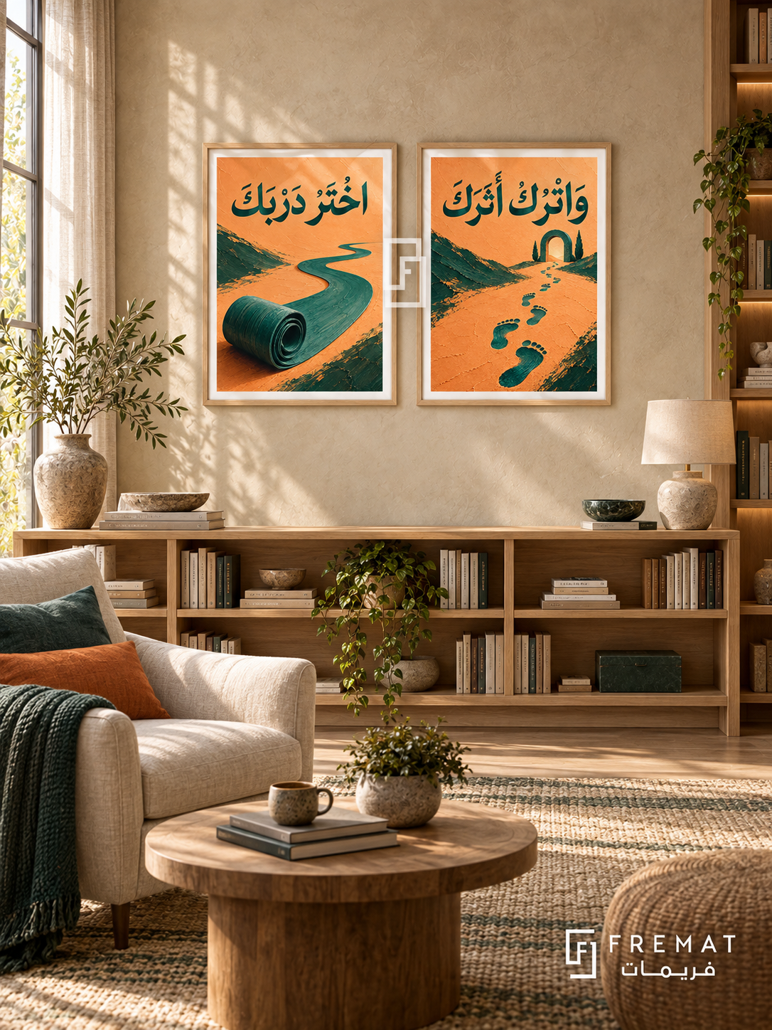 Path — set of two quotes artworks in Wooden Texture frames.