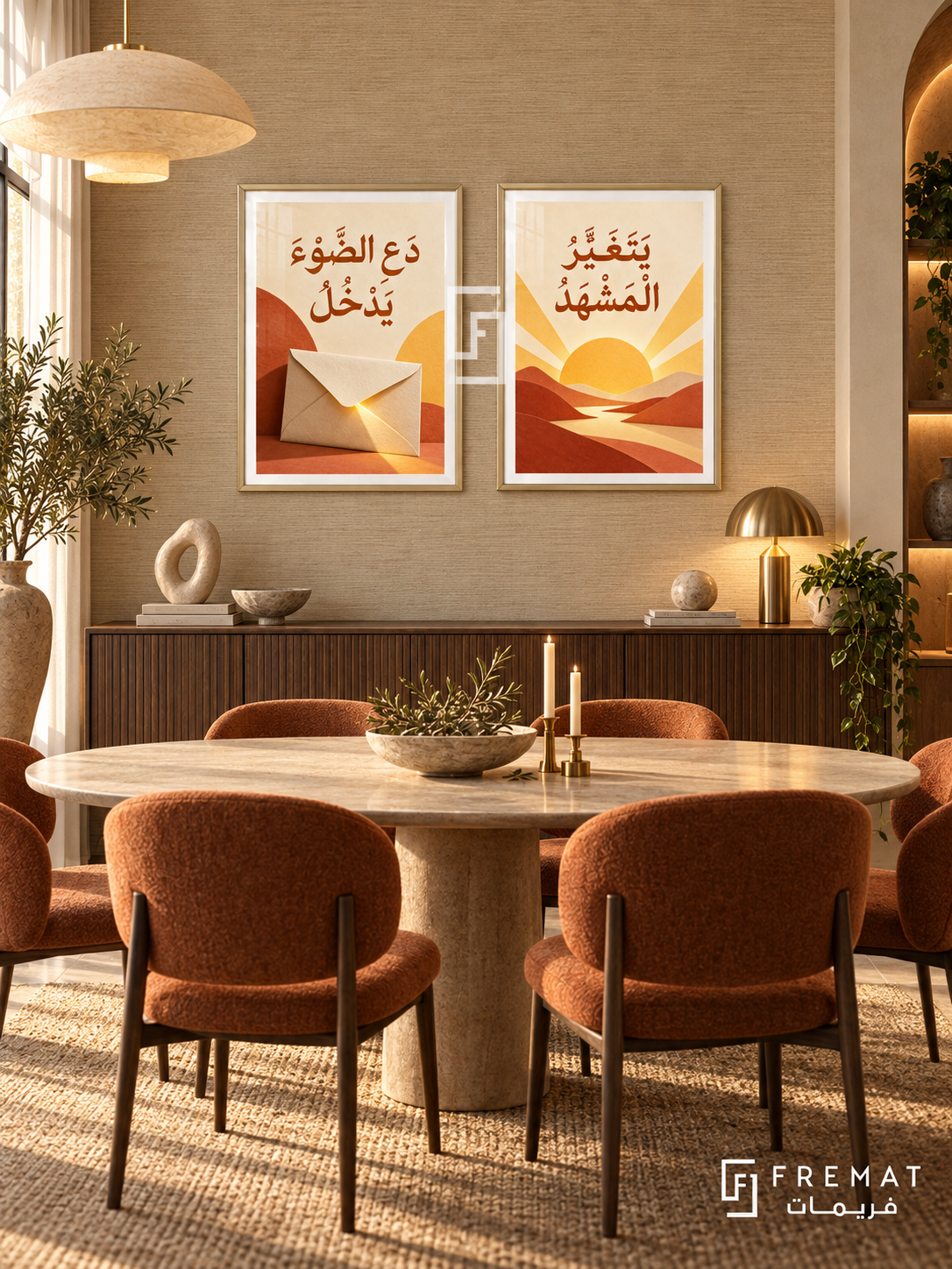 Light — set of two quotes artworks in Gold frames.