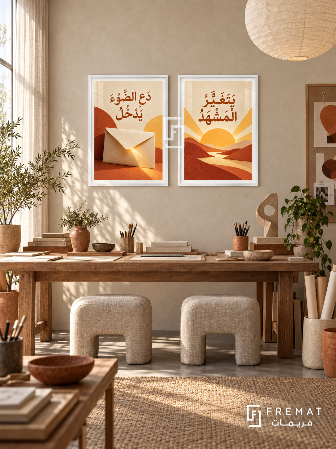 Light — set of two quotes artworks in White frames.