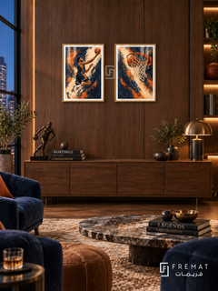 Basketball — set of two sport artworks in Gold frames.