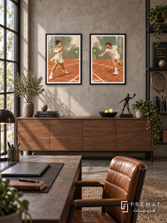 Tennis — set of two sport artworks in Black frames.