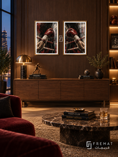 Boxing — set of two sport artworks in Gold frames.