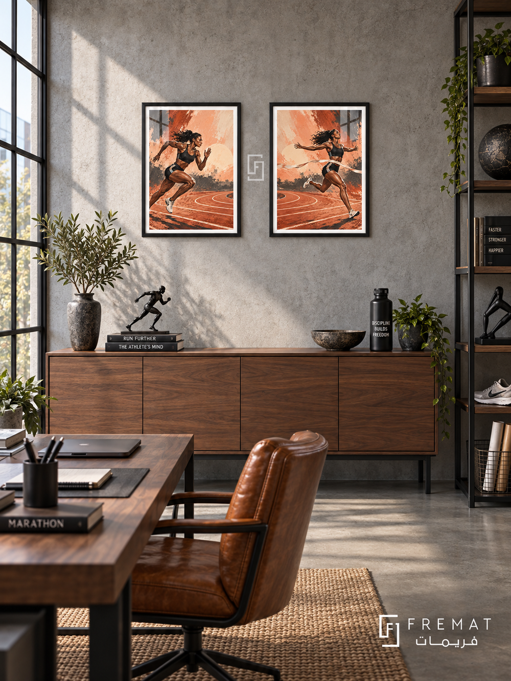 Running — set of two sport artworks in Black frames.