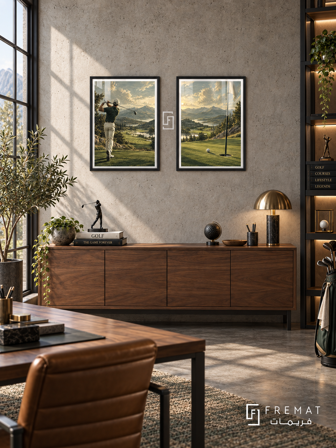 Golf — set of two sport artworks in Black frames.