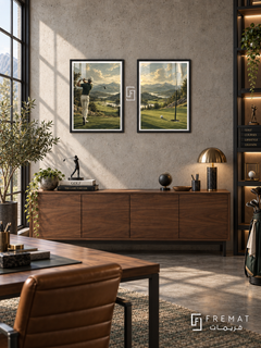 Golf — set of two sport artworks in Black frames.