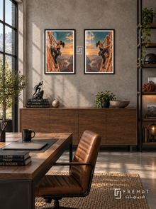 Climbing — set of two sport artworks in Black frames.