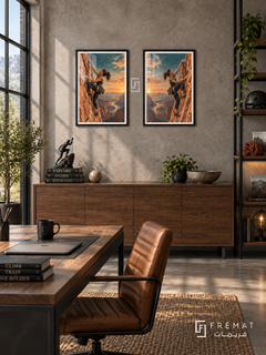 Climbing — set of two sport artworks in Black frames.
