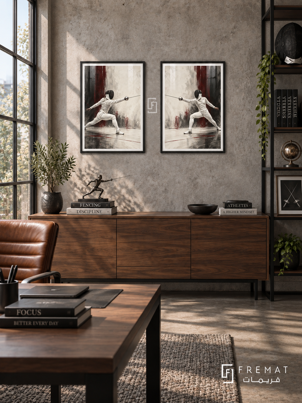 Fencing — set of two sport artworks in Black frames.