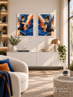Table Tennis — set of two sport artworks in White frames.