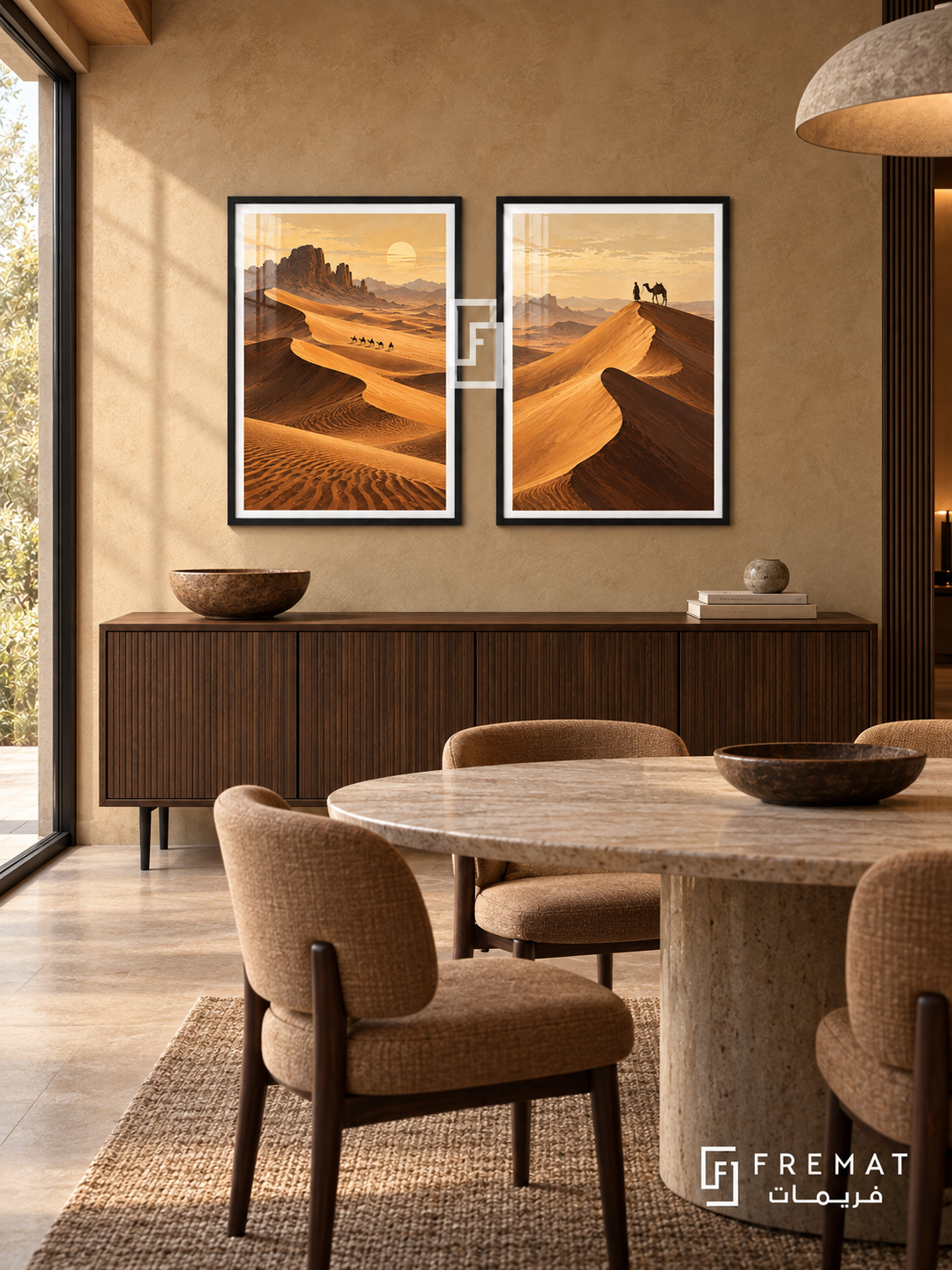 Sahara Journey — set of two travel artworks in Black frames.