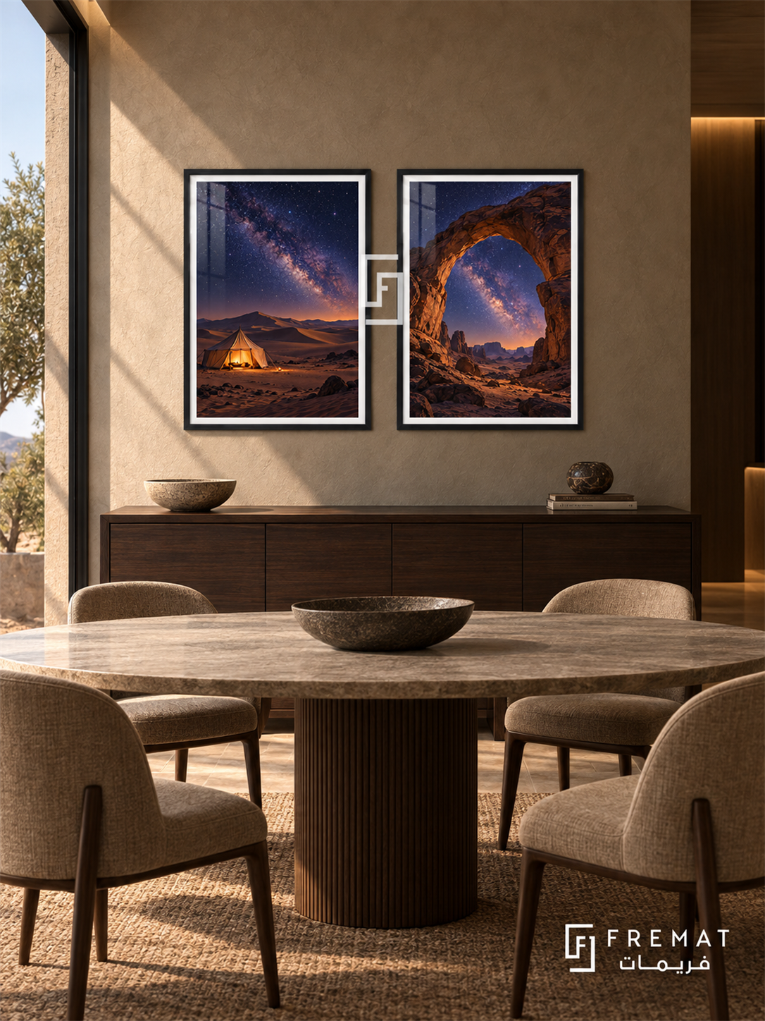 Desert Stars — set of two travel artworks in Black frames.