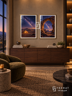 Desert Stars — set of two travel artworks in Gold frames.