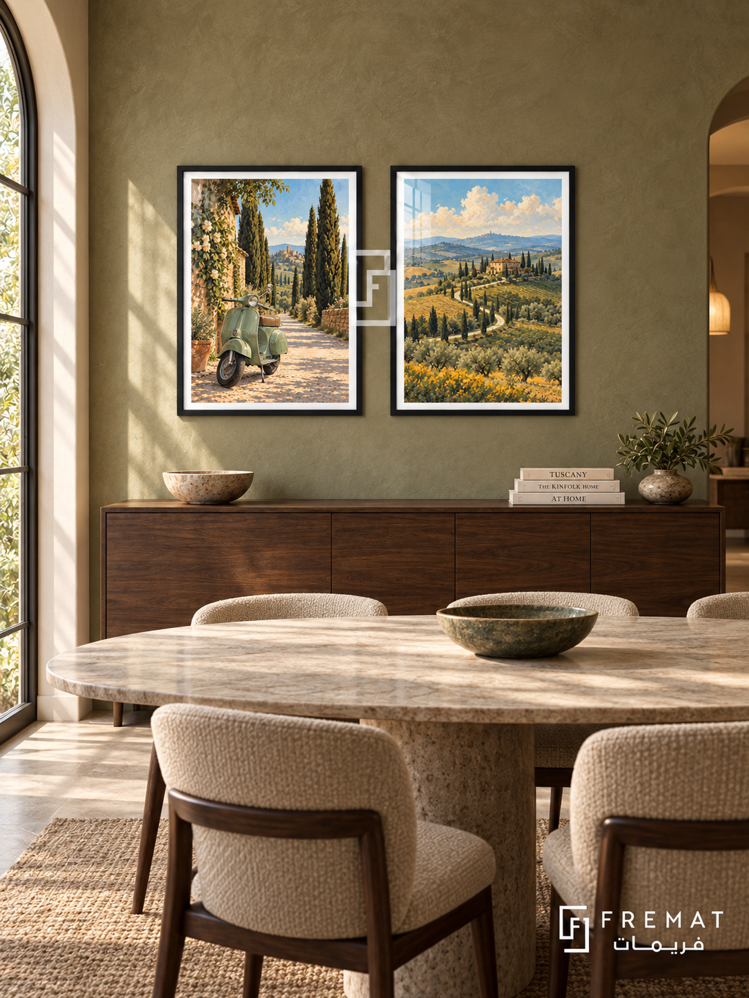 Tuscan Ride — set of two travel artworks in Black frames.