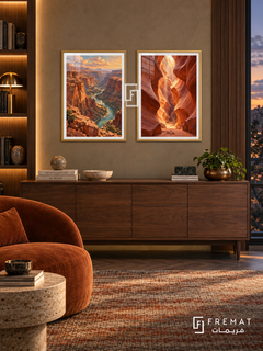 Canyon Light — set of two travel artworks in Gold frames.