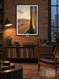 Train Window tra03 wall art in a matte black PVC frame, with a flat white border in its furnished interior.