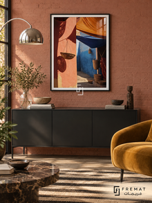 Market Colour tra06 wall art in a matte black PVC frame, with a flat white border in its furnished interior.