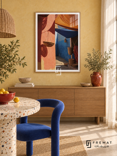 Market Colour tra06 wall art in a light wood-grain PVC frame, with a flat white border in its furnished interior.