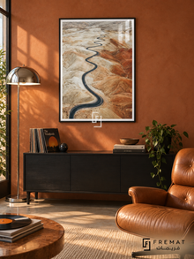 Road Trip tra13 wall art in a matte black PVC frame, with a flat white border in its furnished interior.