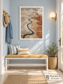 Road Trip tra13 wall art in a satin white PVC frame, with a flat white border in its furnished interior.