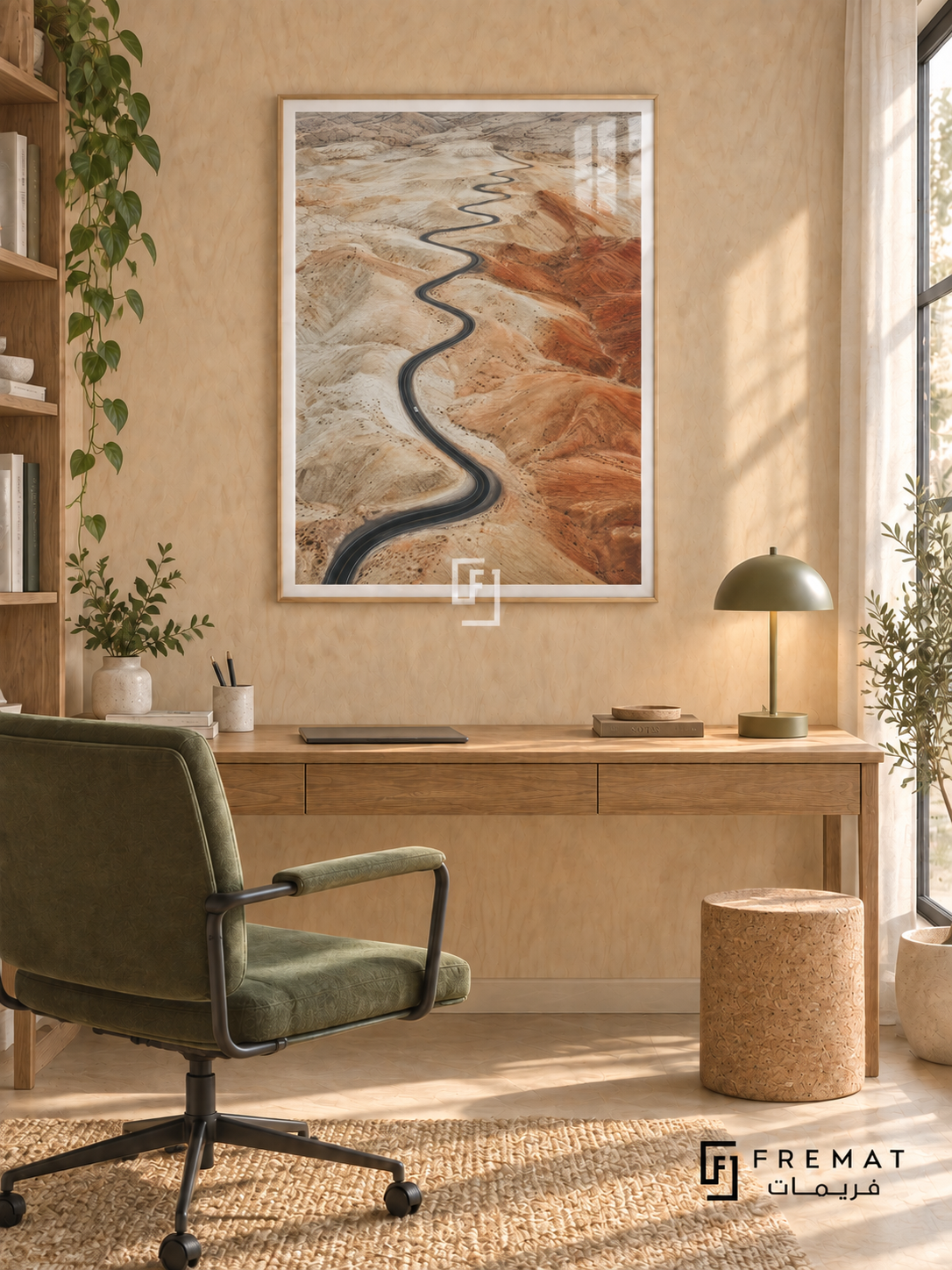 Road Trip tra13 wall art in a light wood-grain PVC frame, with a flat white border in its furnished interior.