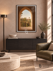 Oasis Window tra14 wall art in a matte black PVC frame, with a flat white border in its furnished interior.