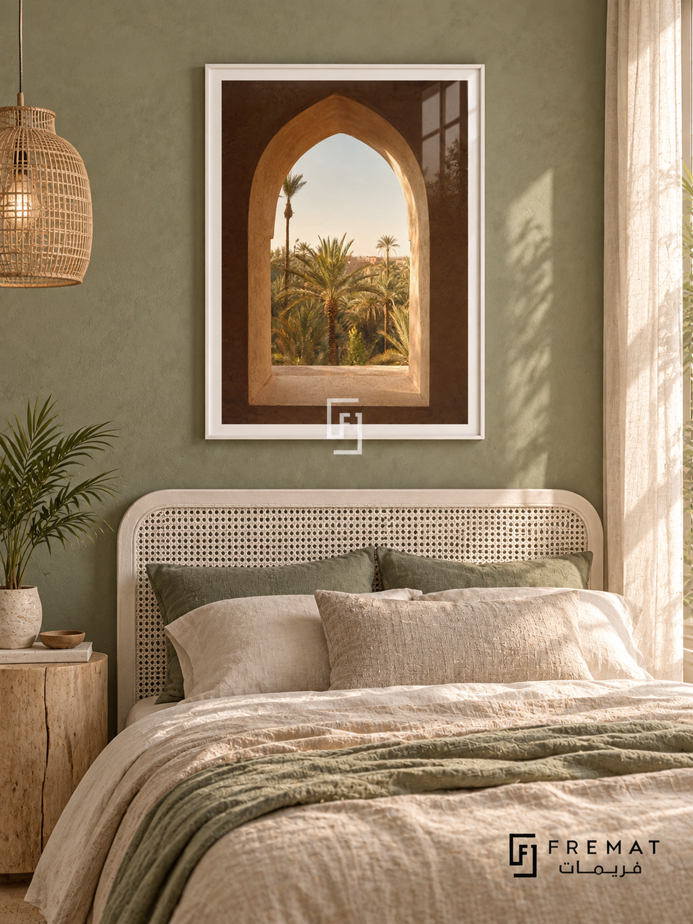 Oasis Window tra14 wall art in a satin white PVC frame, with a flat white border in its furnished interior.
