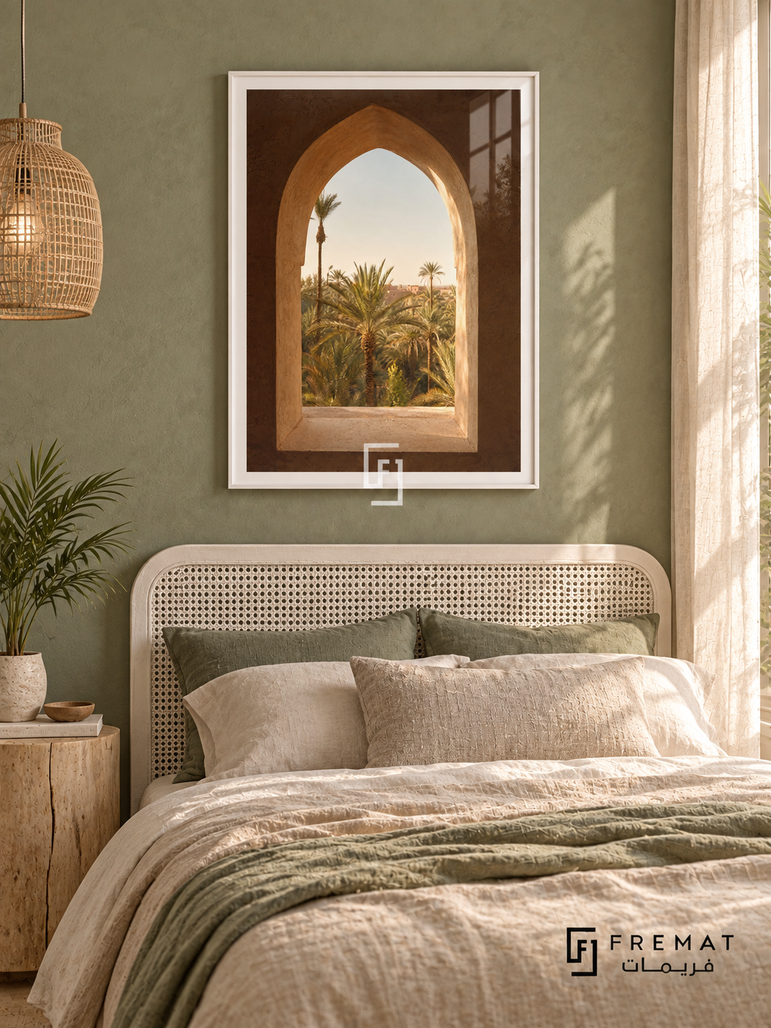 Oasis Window tra14 wall art in a satin white PVC frame, with a flat white border in its furnished interior.