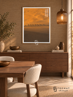 Caravan Shadow tra16 wall art in a champagne gold PVC frame, with a flat white border in its furnished interior.